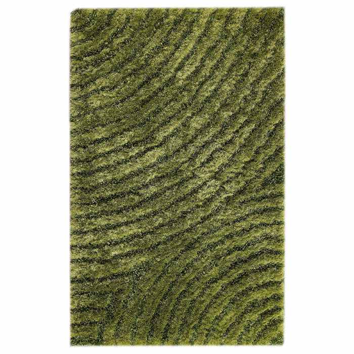 Missy Hand Woven Polyester Shaggy Rug in Green 