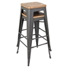 Oregon Stackable Barstool - Medium Brown Top, Gray (Set of 2) - LMS-BS-TW-OR-BN-GY2