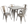 Austin Square Dining Table - Brushed Silver - LMS-DT-TW-AU3232-SV