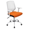 Network Height Adjustable Office Chair - Swivel, White, Orange - LMS-OFC-NET-W-O
