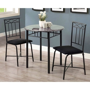 Illusion 3 Piece Bistro Set - Round Top Table, Charcoal Finish 