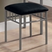 Infinity Vanity Table and Stool Set - Silver Metal, Microfiber Seat - MNRH-I-3092