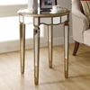 Keller Mirror End Table - Gold Finish, Scalloped Apron - MNRH-I-3703