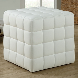 Rammstein Cube Ottoman - Square Tufts, White 