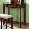 Chloe Vanity Table and Stool Set - Walnut, Beige Chenille - MNRH-I-1583