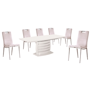 7 Pieces Cafe-446 Extended Dining Set - White 