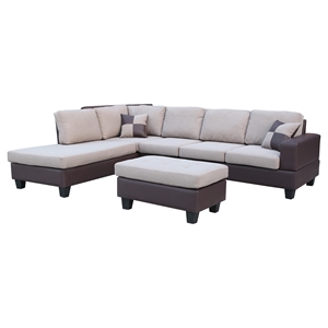 Sentra Sectional Sofa - Left Arm Facing Chaise, Light Brown 
