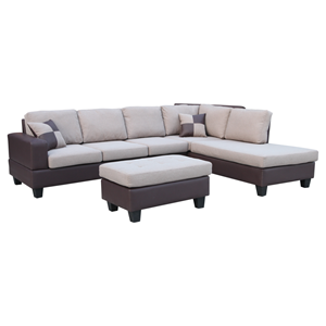 Sentra Sectional Sofa - Right Arm Facing Chaise, Light Brown 