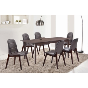 7 Pieces Cafe-505 Extended Dining Set - Brown, Wenge 