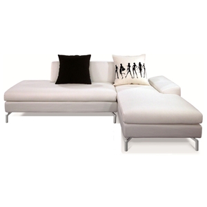 Bosnia Sectional Sofa - Cream White Fabric, Right Facing Chaise 