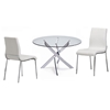 Cafe 5 Piece Dining Set - Round Glass, White Chairs - NSI-431006SW