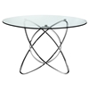 Cafe Round Dining Table - Glass, Intersecting Chrome Rings - NSI-431007