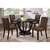 Cafe 5 Piece Dining Set - Round Wood Table, Microfiber Chairs - NSI-517006S