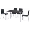 Cafe Rectangular Dining Table - Chrome Legs, Black Glass Top - NSI-431008