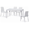 Cafe Rectangular Dining Table - Chrome Legs, White Glass Top - NSI-431009