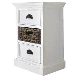 Halifax Bedside Storage Unit with Basket - Pure White 