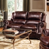 Hampton Eco Leather Loveseat - Chestnut, Rolled Arms, Nailheads - NVH-9000-2S