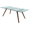 Franz Contemporary Glass Dining Table - Tempered Glass, Walnut - NVO-HGEM14X-DT