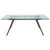 Franz Contemporary Glass Dining Table - Tempered Glass, Walnut - NVO-HGEM14X-DT