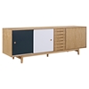 Alma 7 Drawers Sideboard - Natural with Teal Door - NYEK-224405-NT
