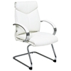 Pro-Line II 7275 - Deluxe Mid Back White Leather Visitor's Chair with Sled Base - OSP-7275