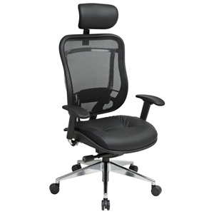 Space Seating 818A Series Executive Leather Seat and Headrest Office Chair 
