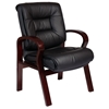 Pro-Line II 8505 - Deluxe Leather Visitor's Chair with Wood Legs - OSP-8505