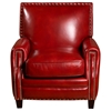 Madrid Square Press Back Chair - Nail Heads, Santiago Red Leather - OHF-2415-01SANRED