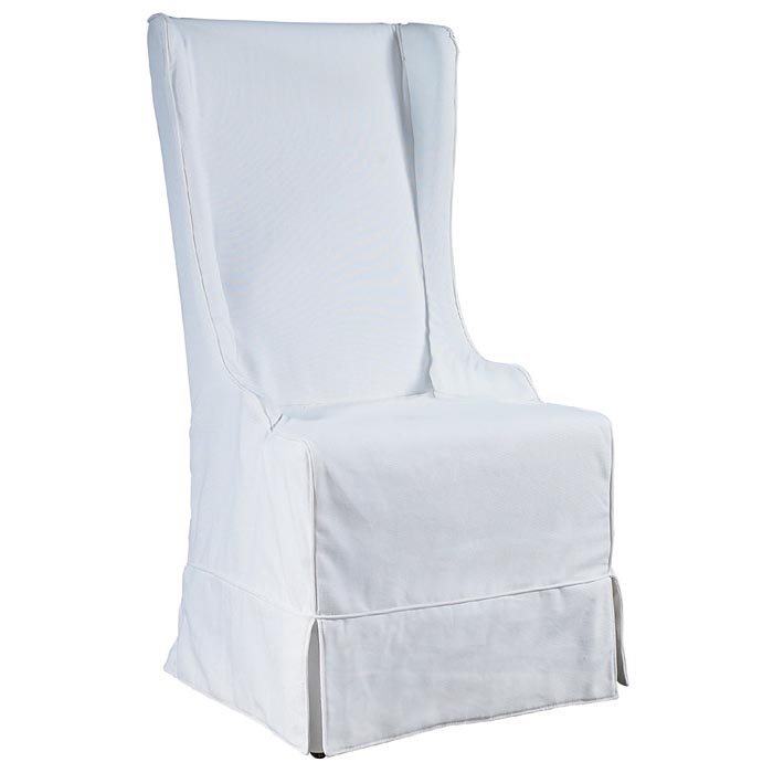 Atlantic Beach Dining Chair - Sun Bleached White Linen Slipcover  DCG 