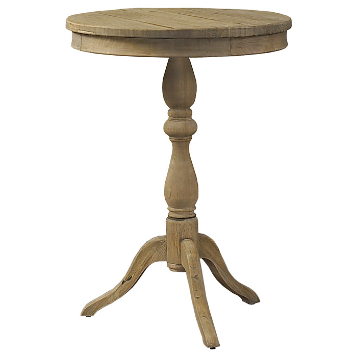 Salvaged Wood Round Side Table - Spider Leg Pedestal Base | DCG Stores