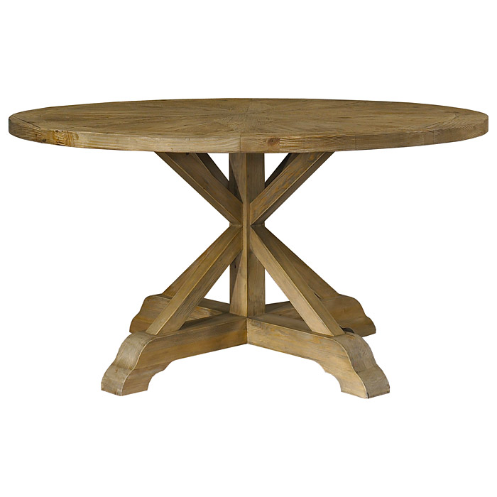 Salvaged Wood Round Dining Table - Pedestal Base | DCG Stores