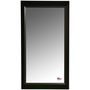 Rectangular Mirror - Black Frame, Brown Wood Lining 