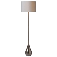Alba Teardrop Floor Lamp - Stainless Steel, White Linen Shade