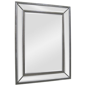 Phoebe Rectangular Mirror - Antique Silver Leaf, Bead Accents 