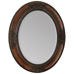 Chelsey Mirror - Oval, Cherry Finish, Wood Frame 