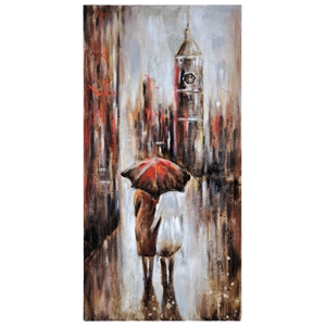 Keeping Dry in Paris I Oil Painting - Rectangular Canvas 