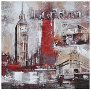 Memories of London Oil Painting - Textured, Square Canvas 
