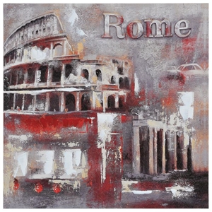 Memories of Rome Oil Painting - Textured, Square Canvas 