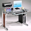 Adjustable Clear Glass Computer Desk - RTA-8015GLS
