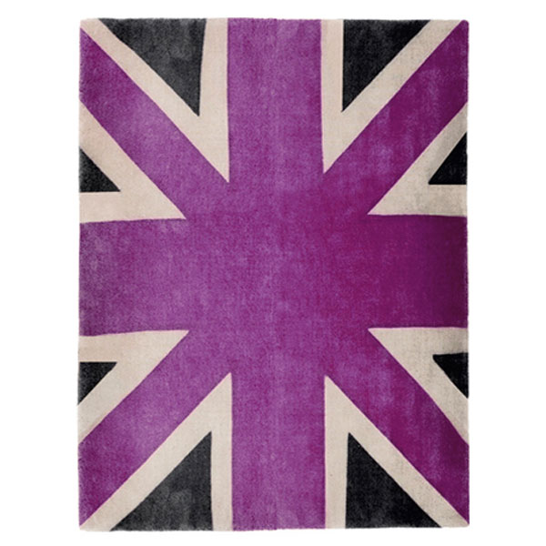 Union Jack - Purple, Beige & Dark Grey Rug 