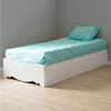 Crystal Twin Mates Bed with Cover and Pillowcase - Pure White - SS-100000
