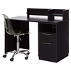 Academic Desk with Clear Office Chair - Black Oak - SS-100076