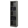Morgan 5 Shelves Narrow Bookcase - 2 Canvas Storage Baskets, Gray Maple - SS-100111