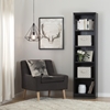 Morgan Narrow Bookcase - 5 Shelves, 2 Canvas Storage Baskets, Black Oak - SS-100126