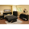 Holland Full/Queen Platform Bed with Headboard - 1 Drawer, Pure Black - SS-10042