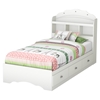 Tiara Twin Mates Bed - 3 Drawers, Bookcase Headboard, Pure White - SS-10050