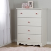 Lily Rose Chest - 4 Drawers, White Wash - SS-10077