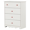 Lily Rose Chest - 4 Drawers, White Wash - SS-10077