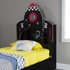 Vito Twin Bookcase Headboard with Decals - Space Rocket Theme, Pure Black - SS-10101