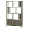 Expoz 9 Cubes Shelving Unit - Doors, Gray Maple, Pure White - SS-10170